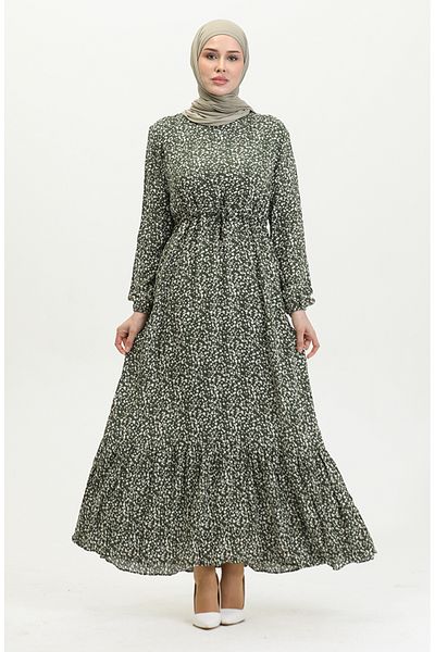 sefamerve Φόρεμα Χακί Viscose - Floral Print, Μοντέλο 81859-01