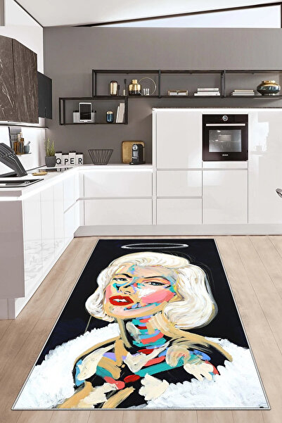 df home Kesme mutfak halısı Desenli Dijital Baskı Yıkanabilir Kaymaz Taban İn...