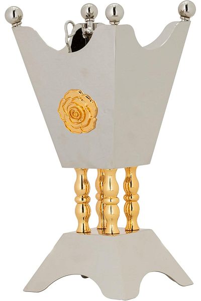 ALSAIF Incense Burner, Made Of Stainless Steel, Nickel/gold