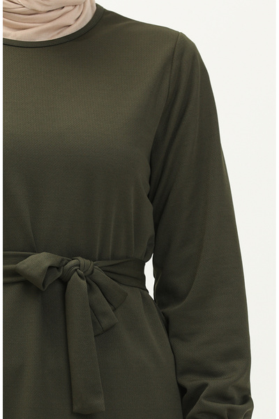 sefamerve Σετ χιτώνα και παντελόνι Χακί - Ζώνη, 0690-07