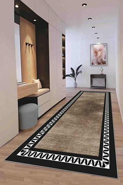 Hülya Home Runner Geometric Scandinavian Antique Digital Printing Washable Non-Slip Base 9004Yollukhulya