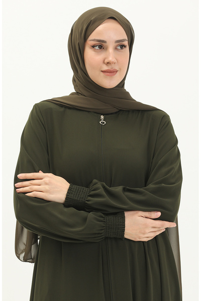 sefamerve Khaki Colored Ferace 5049-03 - Elastic Handle