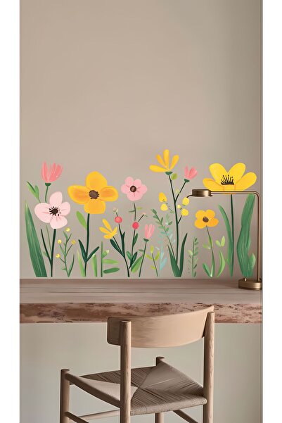 Aysha Tasarım Çiçek Deseni Temalı Duvar Sticker