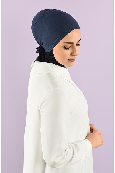 sefamerve Ραμμένο χτενισμένο βαμβακερό καπό 90106-02 Navy Blue