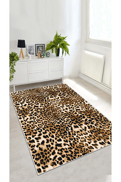 Hülya Home Kesme Halı Desenli Dijital Baskı Yıkanabilir Kaymaz Taban İnce Sal...