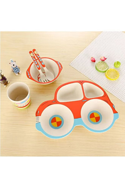 COOYA Kids Dinnerware Set, 5 Piece Car Shaped, Picky Eater Friendly, Dishwasher Safe, Gift for Kids