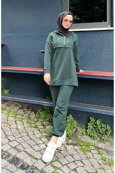 sefamerve Σετ αθλητικής φόρμας Nefti Green Zip Up Hooded - 03059-01