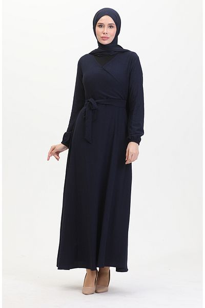 sefamerve Φόρεμα Bürümcük Fabric Side Tie 1033-03 Navy Blue