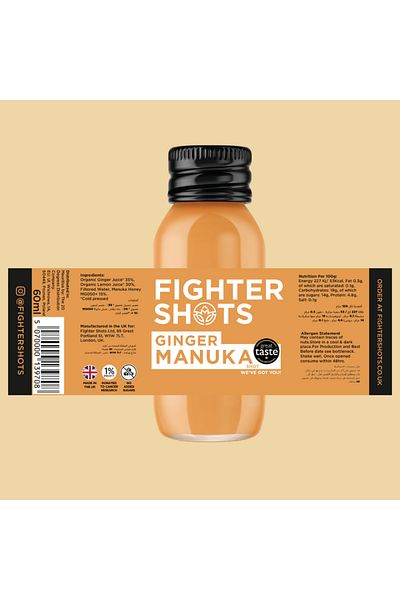 Fighter Shots Ginger + Manuka Honey Shots (12x60ml) | 100% Natural