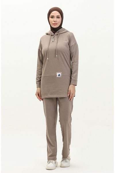 sefamerve Σετ αθλητικής φόρμας Mink Hooded - 3036-13