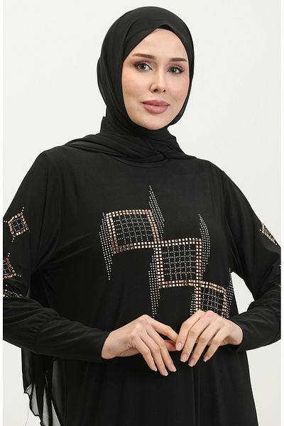 sefamerve Φόρεμα Sandy Stoned Black Dilruba - 0349-03