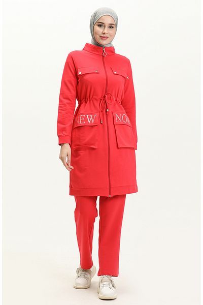 sefamerve Coral Stone Printed Tracksuit Set - 70027-02