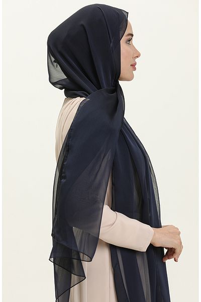 sefamerve Σάλι σιφόν Aymina Navy Blue - 7586-08 Janjan Model
