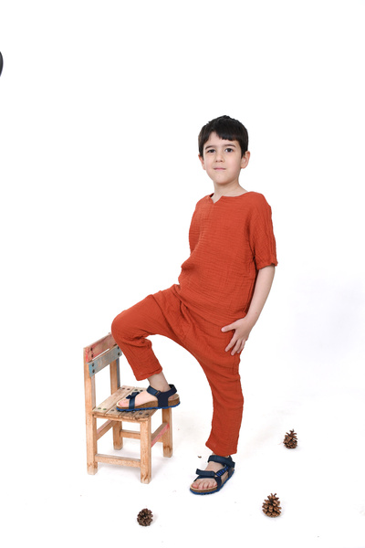 Enhitbaby Çift Kat Müslin, Çocuk Müslin Şalvar Pantolon, %100 Pamuk, Beli Las...