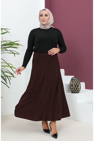 sefamerve Φούστα Sandy Striped 1745-02 - Καφέ, Plus Size