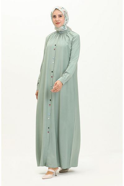 sefamerve Φόρεμα Water Green Viscose - Double Buttons, Μοντέλο 5110-04