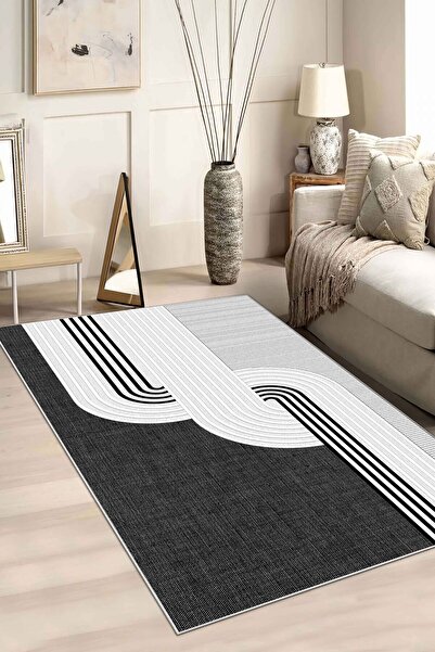 df home Salon Halısı Geometrik İskandinav Eskitmeli Dijital Baskı Yıkanabilir Kaymaz Taban 9028SALON