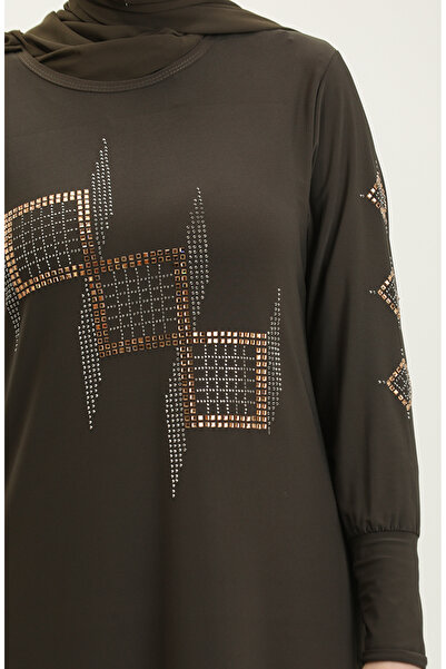 sefamerve Dilruba Sandy Taşlı Elbise 0349-01 Haki