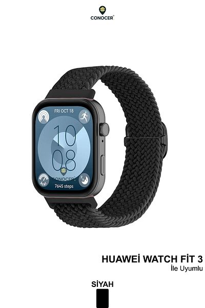 CONOCER لساعة Huawei Watch Fit 3 - Fit 4 تصميم جديد حزام منسوج من الألياف الدقيقة المقاومة للعرق