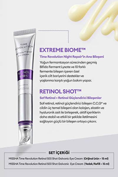 Missha Kırışıklık Karşıtı Titreşimli 2li Göz Bakım Kremi Time Revolution Retinol 500 Shot Eye Cream Duo Set