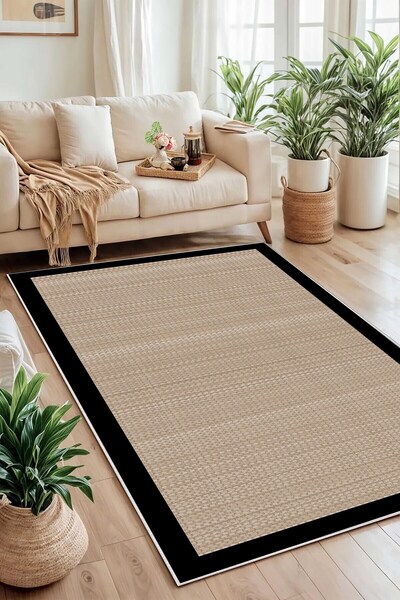 df home Salon Halısı Geometrik İskandinav Eskitmeli Dijital Baskı Yıkanabilir...