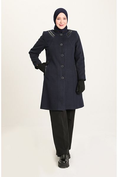 sefamerve Παλτό Navy Blue Large Size Stamp - 0416-03