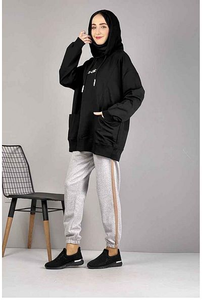 sefamerve Φούτερ με λεπτομέρεια Grey Tan Stripe - 1073-01