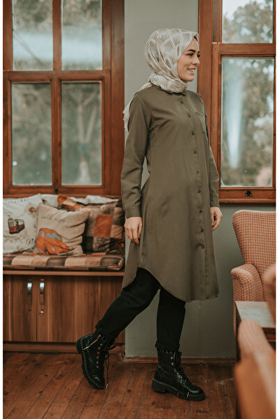 sefamerve Khaki Tunic 6472-06 - Pocketed and Buttoned