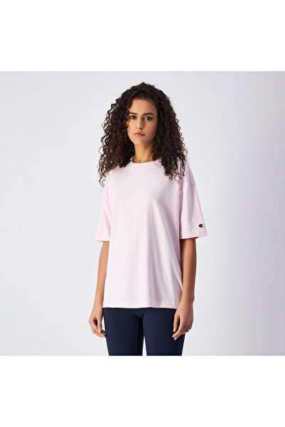 Champion Crewneck Logo Kadın Pembe T-shirt Pembe Kadın Tişört - 117865-PS195