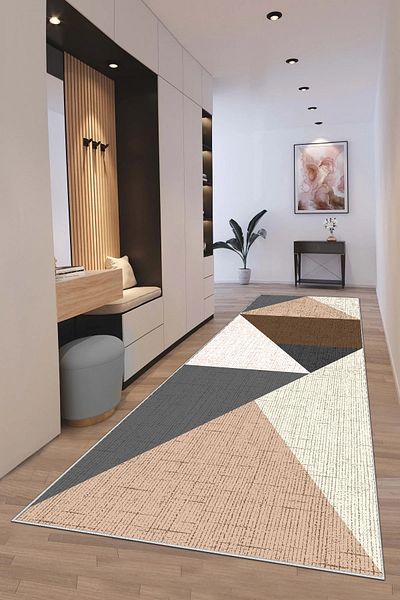 Hülya Home 3485 Model Digital Printed Cutting Mat - Washable Non-Slip Base and Doorway Entrance Carpet