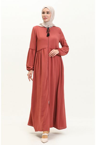sefamerve 5027-07 Μοντέλο Dusty Rose Zippered Seasonal Ferace