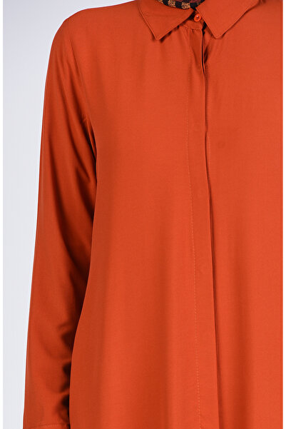 sefamerve Τονίκ βισκόζης χρώματος τούβλο - με τσέπες και κρυφό πατιλέτα 6435-12