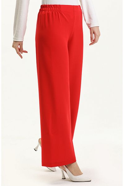 sefamerve Pantaloni roșii cu talie elastică cu picioare largi - 2951-17