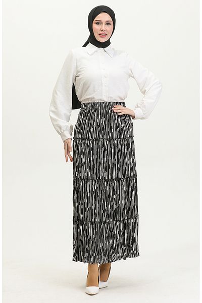 sefamerve Φούστα Almila Viscose 3161-06 Black White - Gypsy