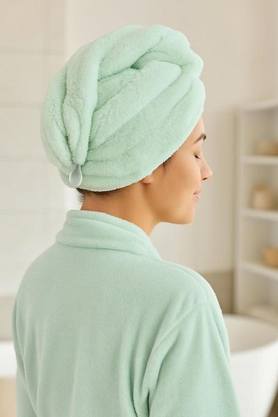 Ender Home Καπέλο στεγνώματος μαλλιών με κουμπιά Plushnest – Wellsoft