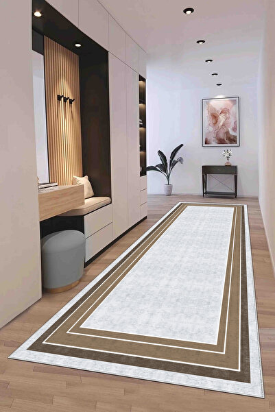 Hülya Home Runner Geometric Scandinavian Antique Digital Printing Washable Non-Slip Base 9012Yollukhulya