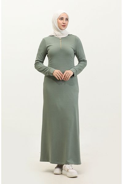 sefamerve Grünes Çağla-Kleid mit Reißverschluss – 2149-01