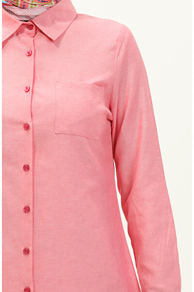 sefamerve Pink Tunic 6472-19 - Pocketed and Buttoned