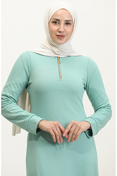 sefamerve Fermuarlı Elbise 2149D-01 Mint Yeşili