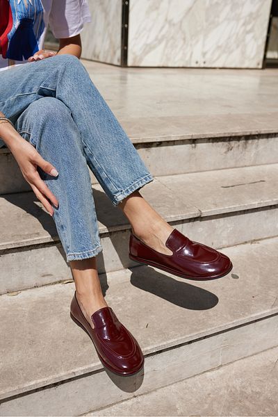 ANGELİNA JONES Rubles Women's Burgundy Patent Leather New Generation Shoes