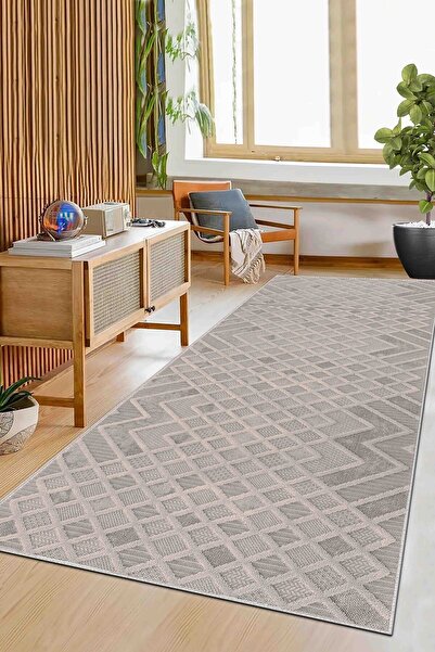 df home Salon Halısı Geometrik İskandinav Toz Tutmaz Dijital Baskı Yıkanabili...