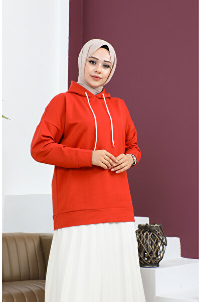 sefamerve Kapüşonlu Sweatshirt 23002-03 Tarçın Renk