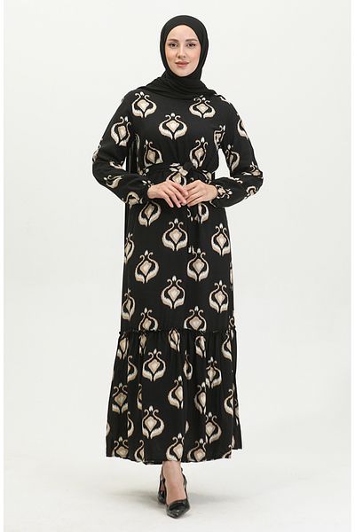sefamerve Rochie neagră cu centură de viscoză - Alisa Farba 4599A-02 nurcă