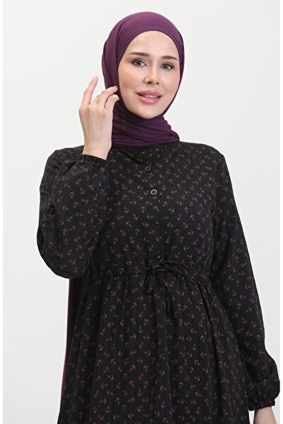 sefamerve Šaty se vzorem Black Plum Anchor - 0400-05