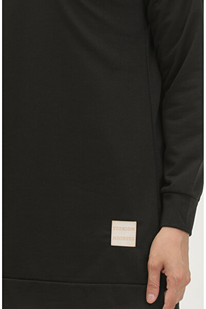 sefamerve Yırtmaç Detaylı Spor Tunik 0412-04 Siyah