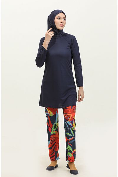 sefamerve Μαγιό Navy Blue Hijab - 2401-01 Model