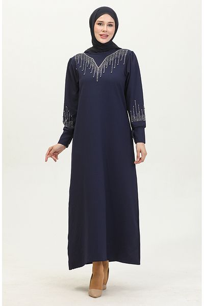 sefamerve Φόρεμα με στάμπα Navy Blue Stone - 0406-06