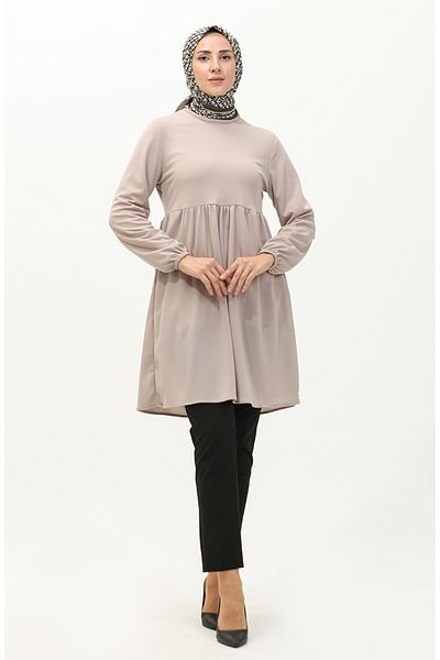 sefamerve Μπεζ τουνίκ Gathered - 7272-02