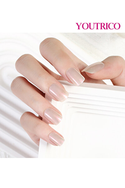 Youtrico 24 أظافر صناعية، فرنسية، مانيكير أورورا لامع، أظافر قصيرة، أظافر صنا...