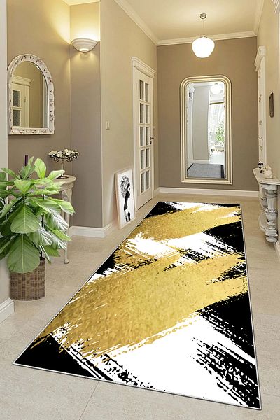 df home Digital Printed Cutting Runner - Washable Non-Slip Base, Doorway Entrance Carpet 3435